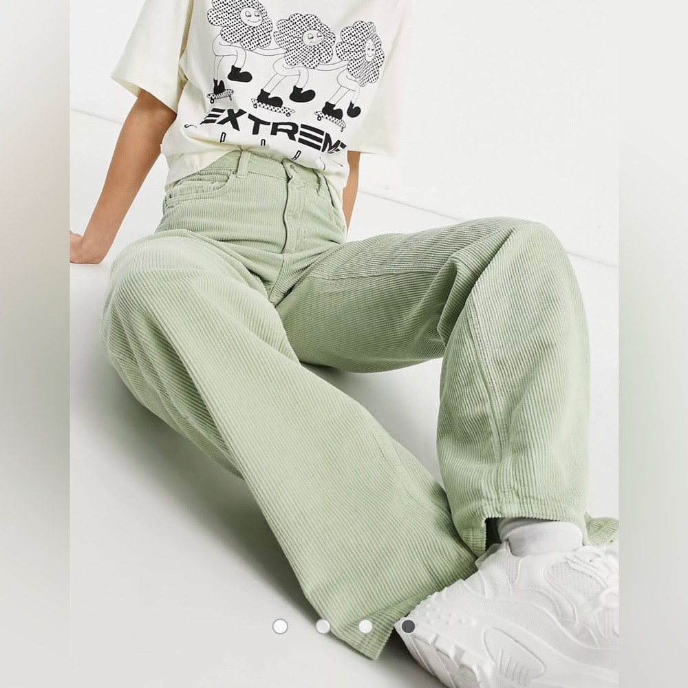 ASOS DESIGN Tall high rise relaxed dad jeans in sage corduroy - 30 NWT